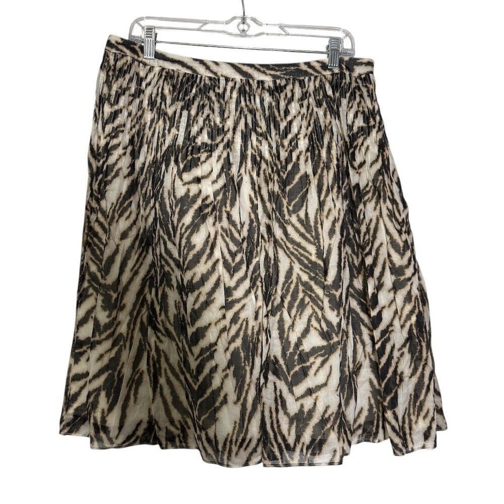 Talbots A-Line Animal Print Skirt Brown and Cream Size 1XP / 14WP Pleated NWT